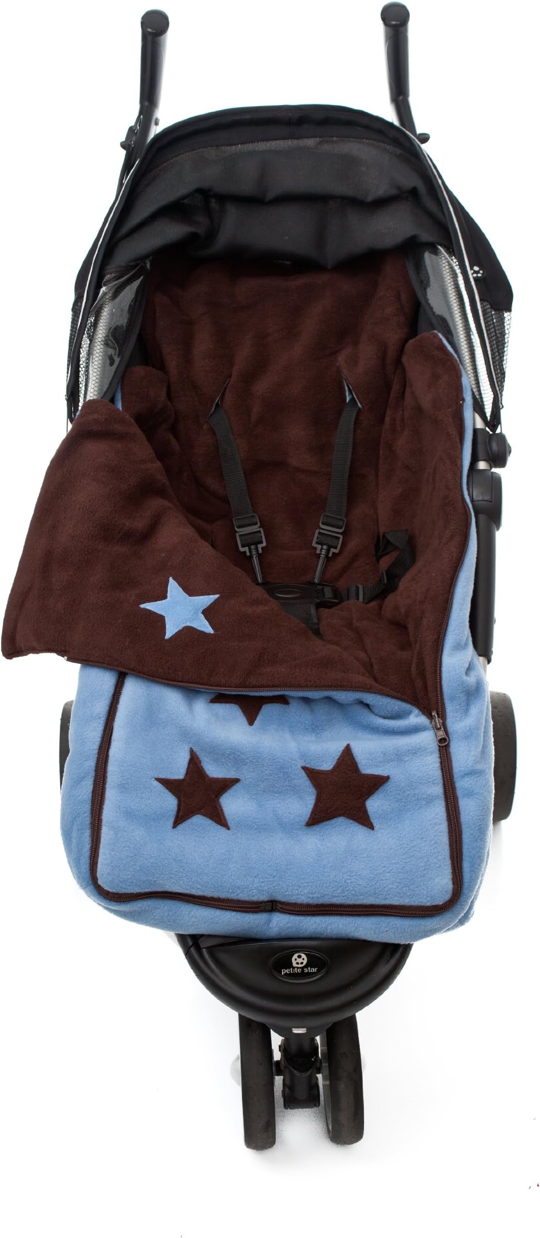 Reversible Buggy Bag with Stars (Chocolate/Light Blue)