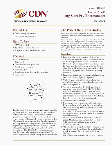 Miniatura 5 de CDN IRL500 - Termómetro para freír de tallo largo 12 pulgadas plateado