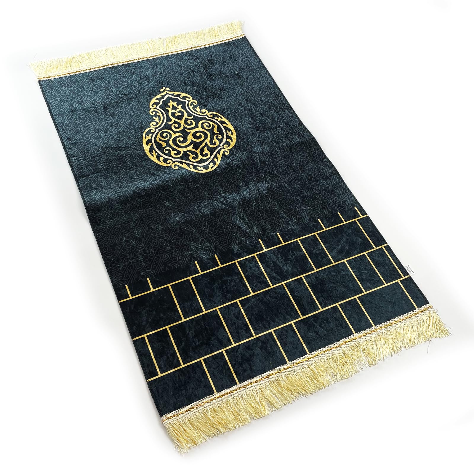 REBENUO Ultra Carpet - Memory foam Soft Prayer Mat filling with a luxurious cotton cover embroidered with distinctive patterns - Black.سجادة صلاة الترا