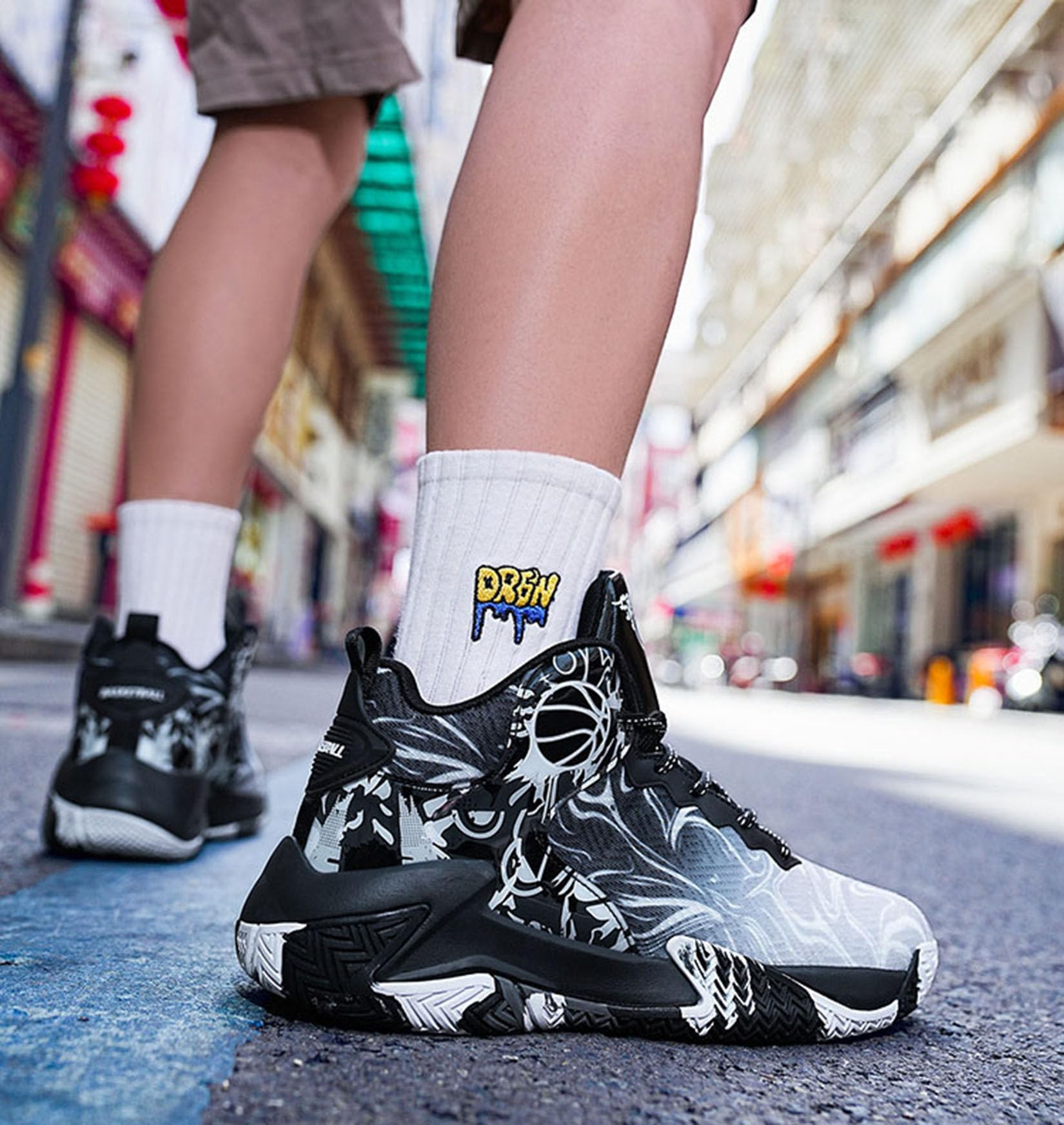 Męskie Buty Do Koszykówki Buty Treningowe Dla Chłopców Outdoor Buty Do Koszykówki Sportowe(48 EU, Q1)