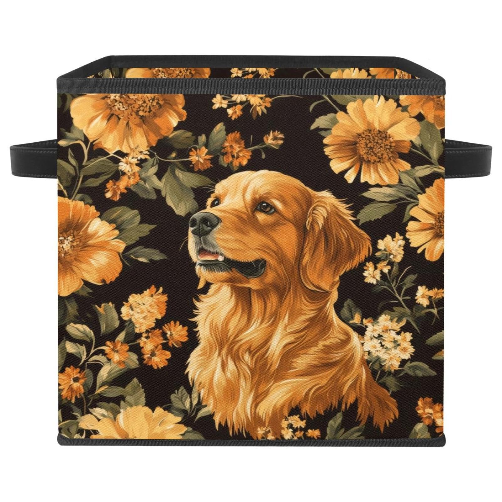Panier de rangement Golden Retriever pliable cube en tissu Oxford pour armoire