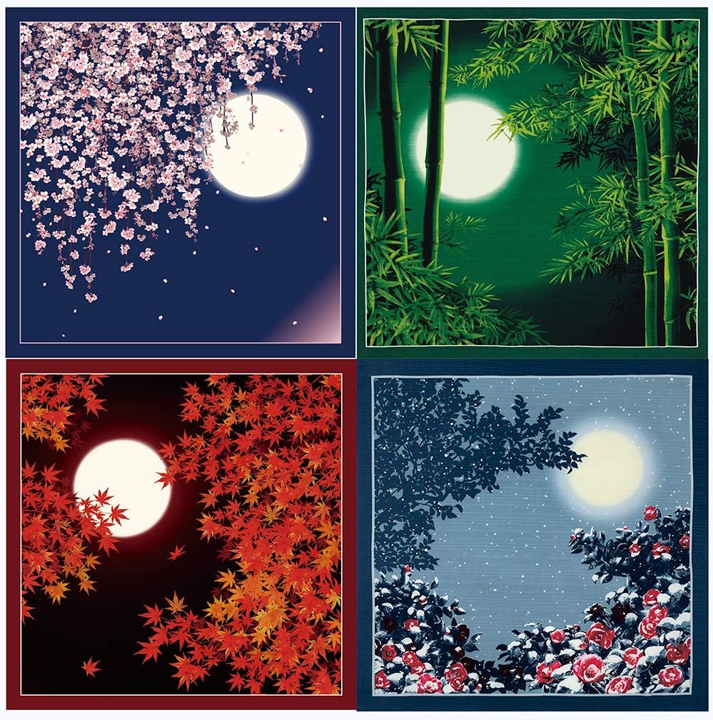 Furoshiki Wrapping Cloth 4 Seasons in Japan Set of 4 Spring Summer Fall Winter 19.68"x19.68"