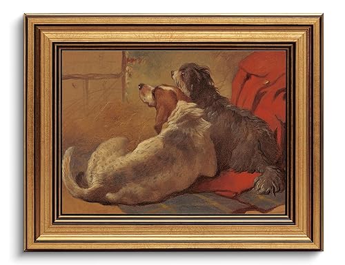 Gold Framed Wall Art Vintage Canvas Wall Art Hound and
