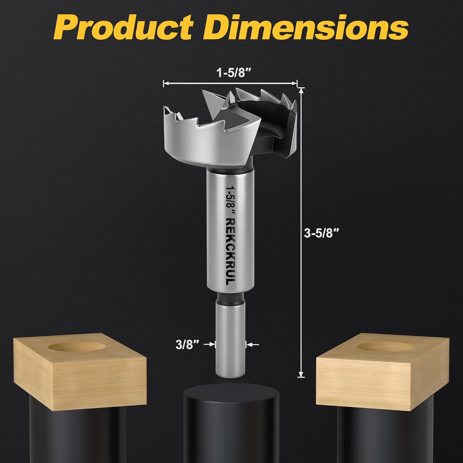 1-5/8 Inch Forstner Bit, 1-5/8" Forstner Drill Bit for Woodworking, Hinge Cutter for Hardwood, Plywood, Plastic