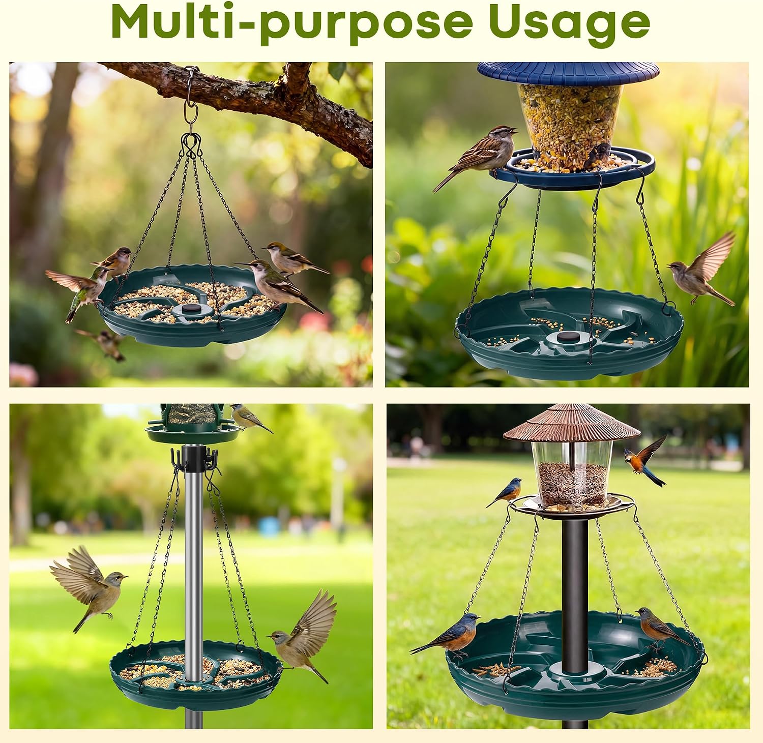 Aurelema Hanging Bird Seed Catcher Tray (Green,4 Sets) image 4