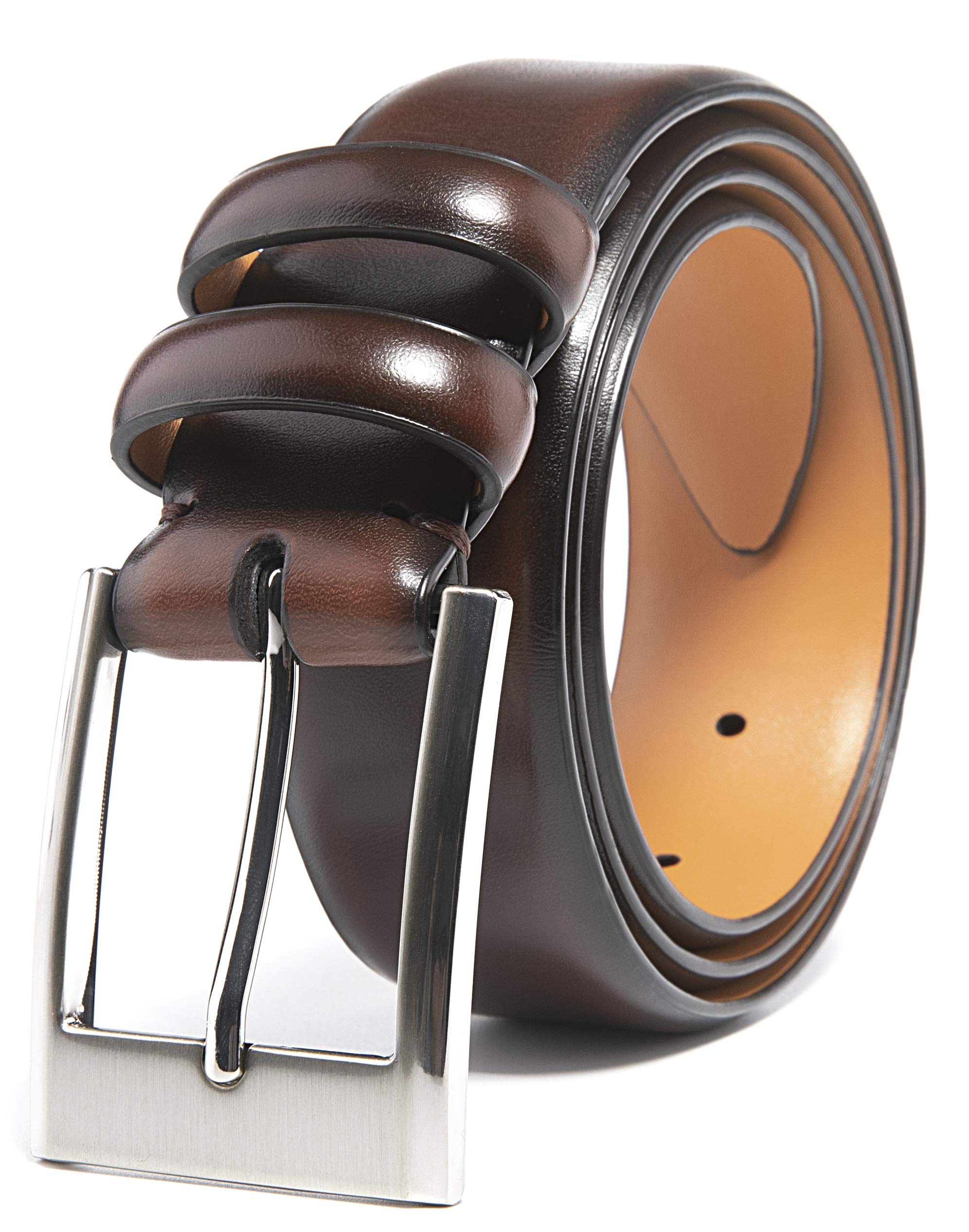 Fabio Valenti Belts for Men, Handmade Genuine Leather, 100% Cow Leather, Classic and Fashion Designs (44/46, 1233 Mahogany)
