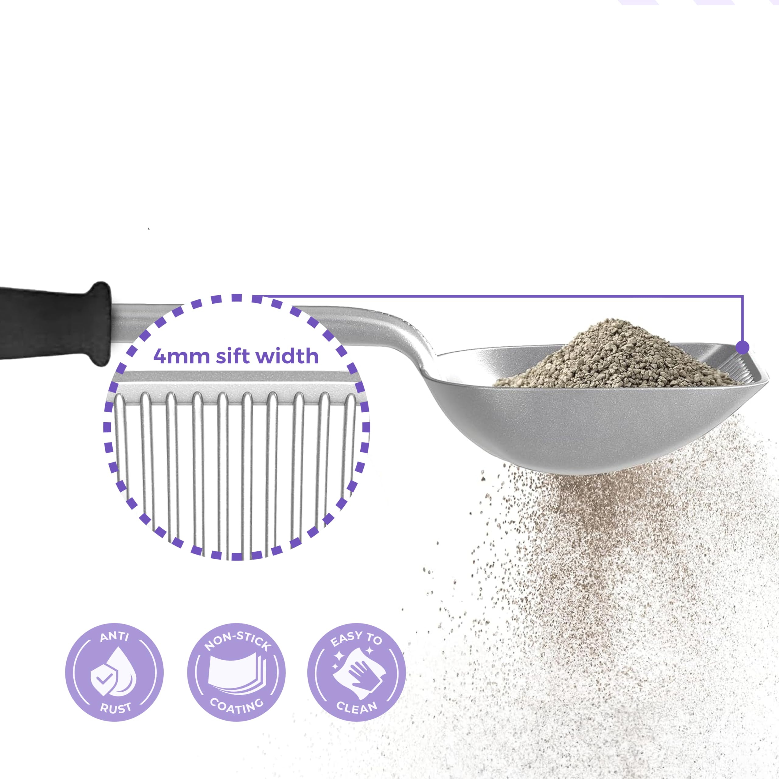 iPrimio Paletta per lettiera per Gatti con Manico Lungo 43,2 cm e Impugnatura Morbida, Robusta Paletta Profonda Extra Large, Paletta per lettiera per Gatti, Ideale per Mani doloranti, Accessorio per