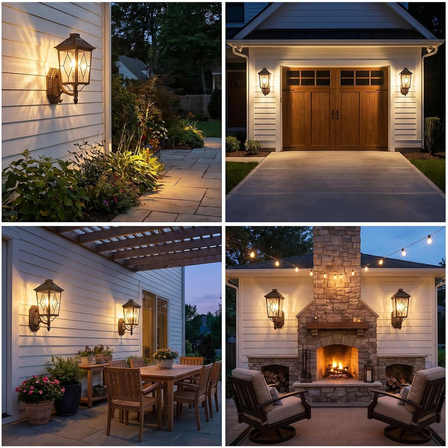 Solar Porch Lights Outdoor 15 Inch Height Large Solar Sconce Lights Outdoor with Hand-soldered Glass Dusk to Dawn Exterior Lighting Fixtures for Garage Porch Patio Front Door