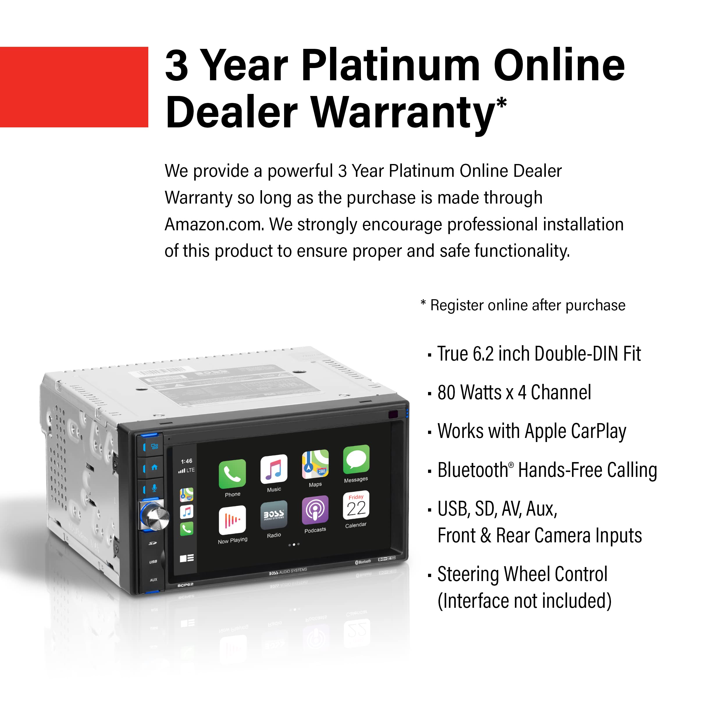 BOSS Audio Systems BCP62 Apple CarPlay 