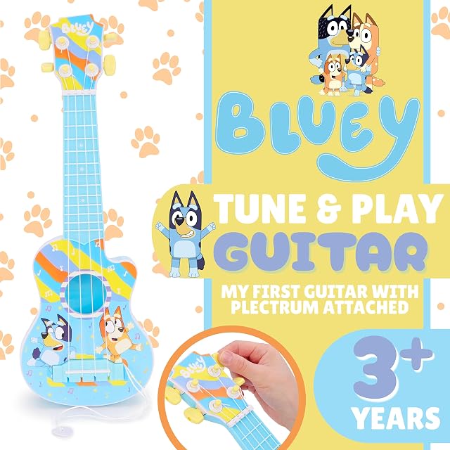 Foto 2 de 8 de Toyland® 40 cm (16") Bluey Mi Primera Guitarra con púa incluida - Instrumento para afinar y Tocar