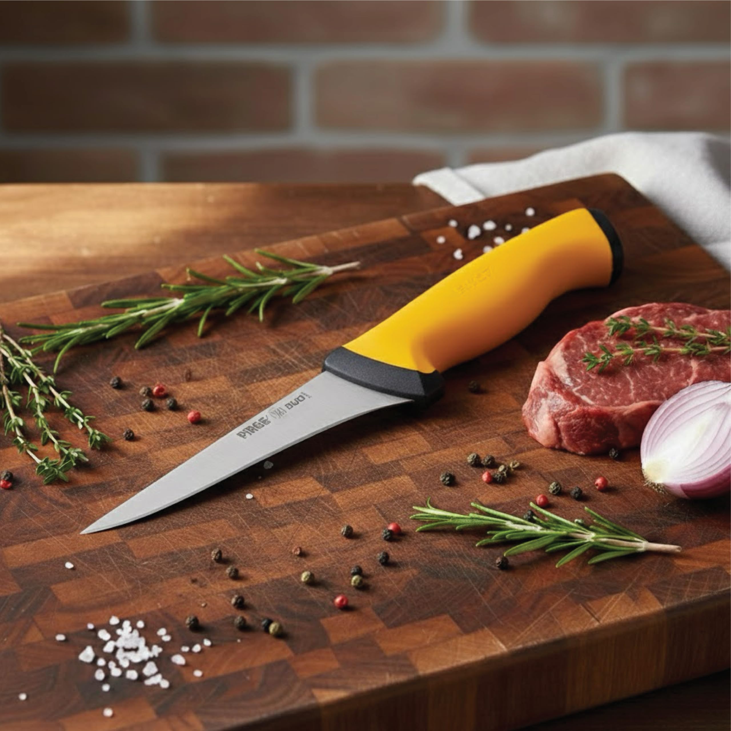 Pirge Cuchillo para deshuesar Duo, cuchillo profesional, 16,5 cm, amarillo, cuchillo de carnicero, cuchillo de carnicero, cuchillo de carnicero afilado