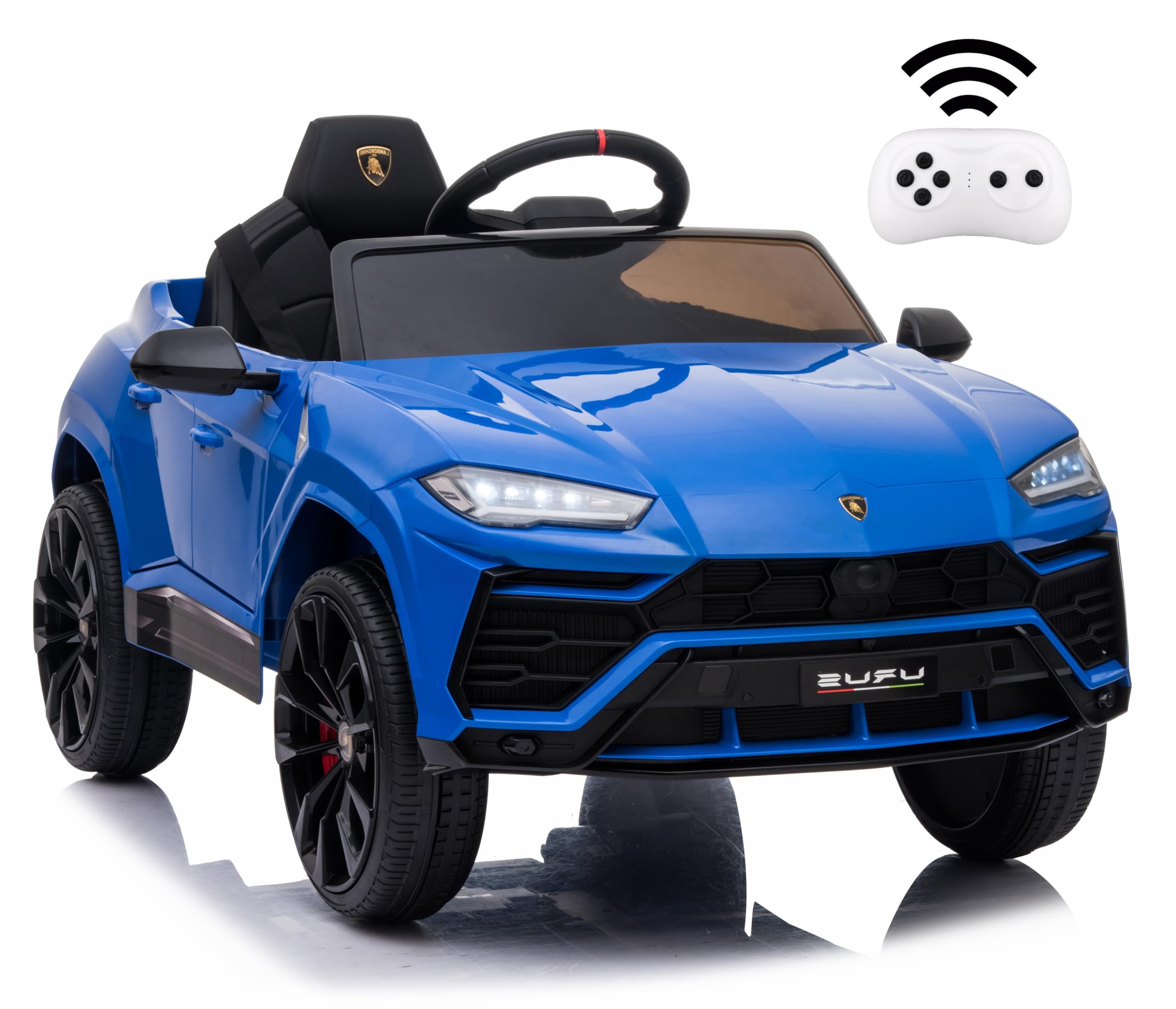 Licensed Lamborghini Urus Ride On Truck Car Toy, 12V Battery Powered Electric 4 Wheels Kids Toys w/Parent Remote Control, Foot Pedal, Music, Aux, LED Headlights, 2 Speeds (Blue)