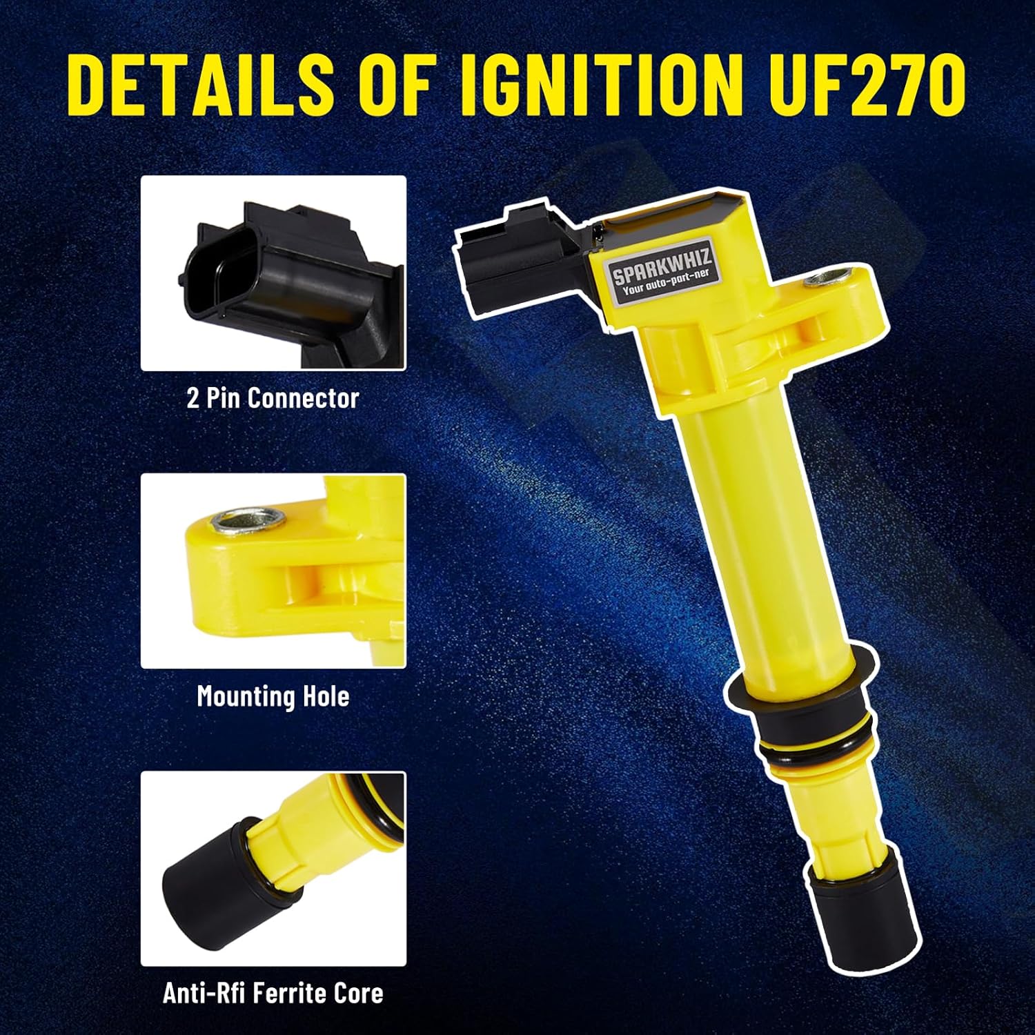 SPRKWHIZ Ignition Coil& Iridium Spark Plug Pack of 6 Compatible With Dodge Ram Nitro 1500 Jeep Liberty Grand Cherokee Commander Raider 3.7L V6 UF270 7100