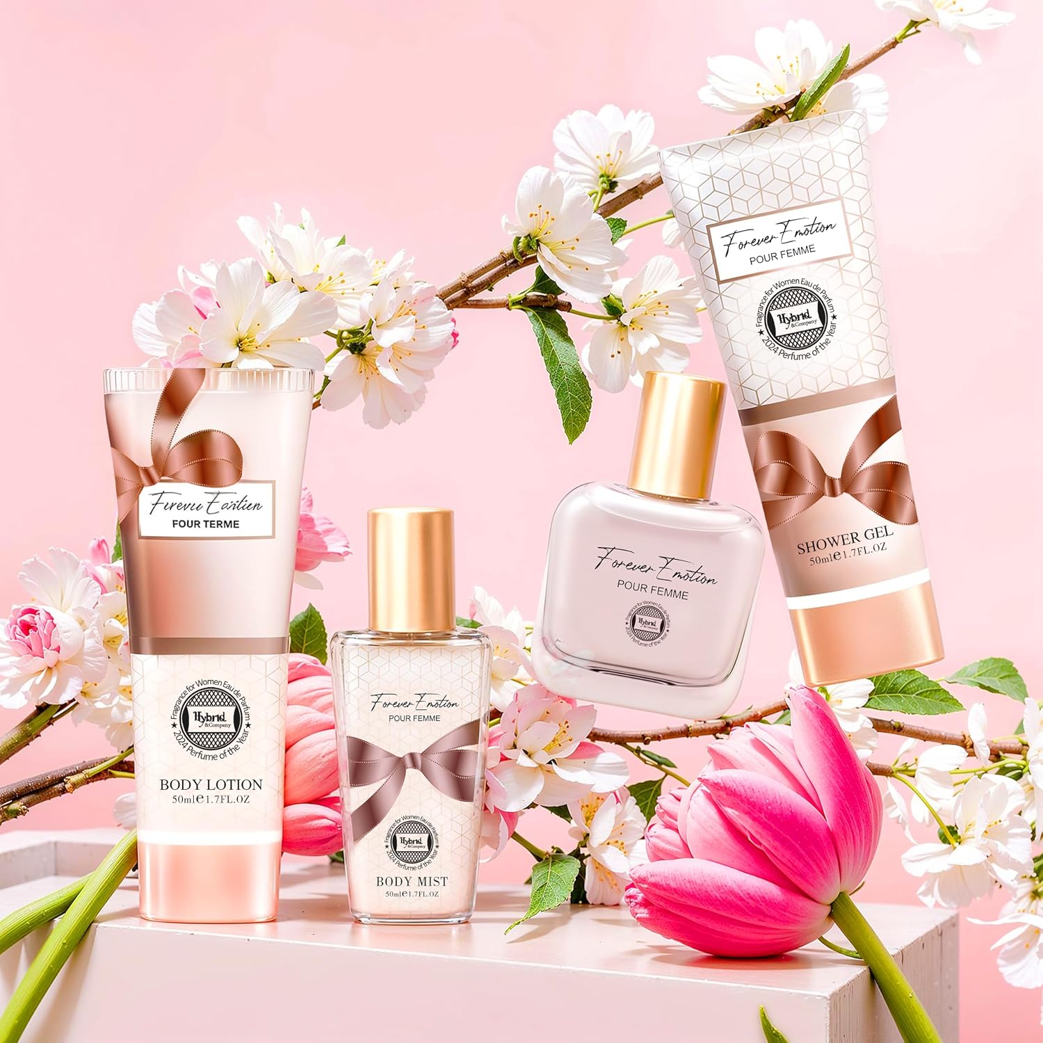 Hybrid & Company Forever Emotion 4-Piece Gift Set for Women, 50ml Perfume, Body Lotion, Mist, Shower Gel