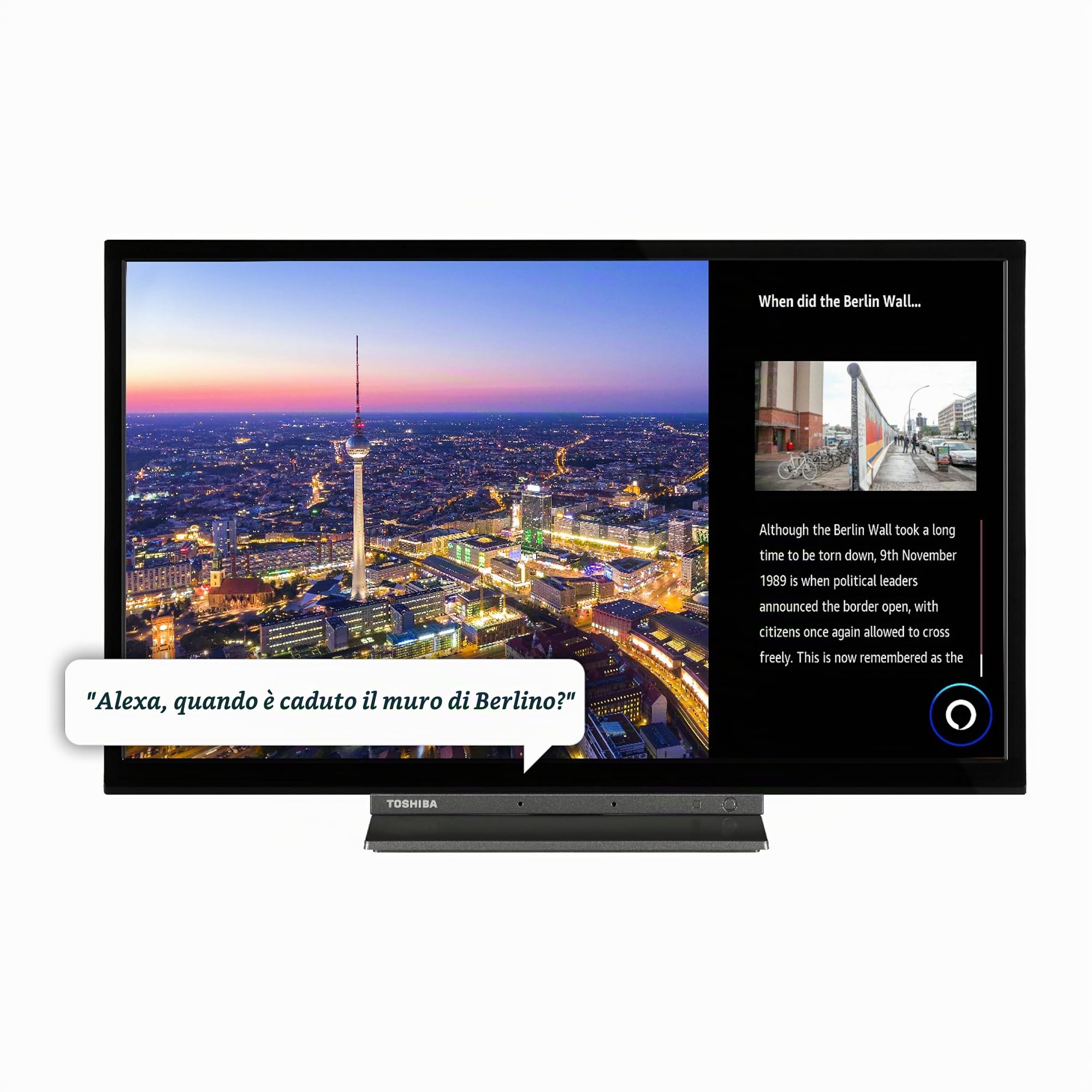 Toshiba Smart TV 24" HD Ready 24WK3C63DA, TV 24 Pollici con Alexa Integrata, Compatibile con Alexa e Google Assistant, Digitale DVB-T2, ELED, HDR10, Dolby Audio