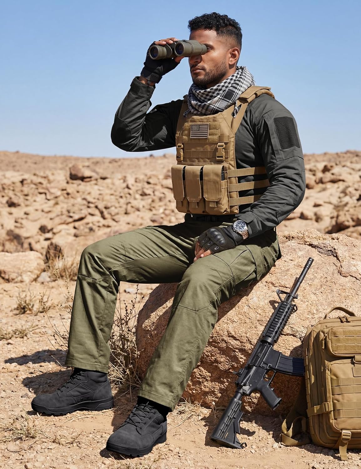 IDOGEAR Flex Tactical Pants Men's Ripstop Trousers Water-Resistant Lightweight Cargo Hiking Work Pants for Urban & Outdoor