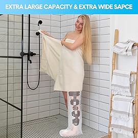 Waterproof Extra Wide Full Leg Cast Cover for Shower Adults, Extra Large Full Leg Shower Cover, Watertight Silicone Foot Protector for Plus Size Adults Surgery Shower Boot