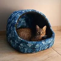Cama Gato Ninho Toca Iglu Esconderijo Caminha Pet - Lillos Pet (Azul)