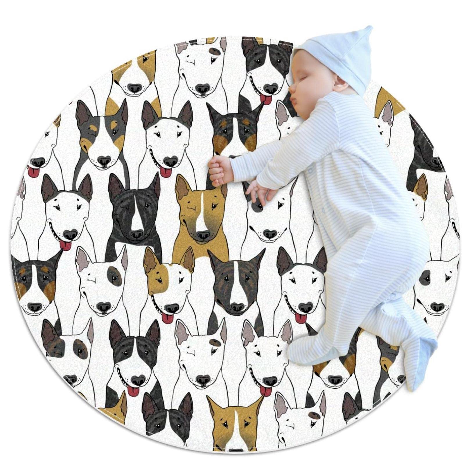 Tapis de salle de bain bouledogue 1m | Tapis rond antidérapant chambre
