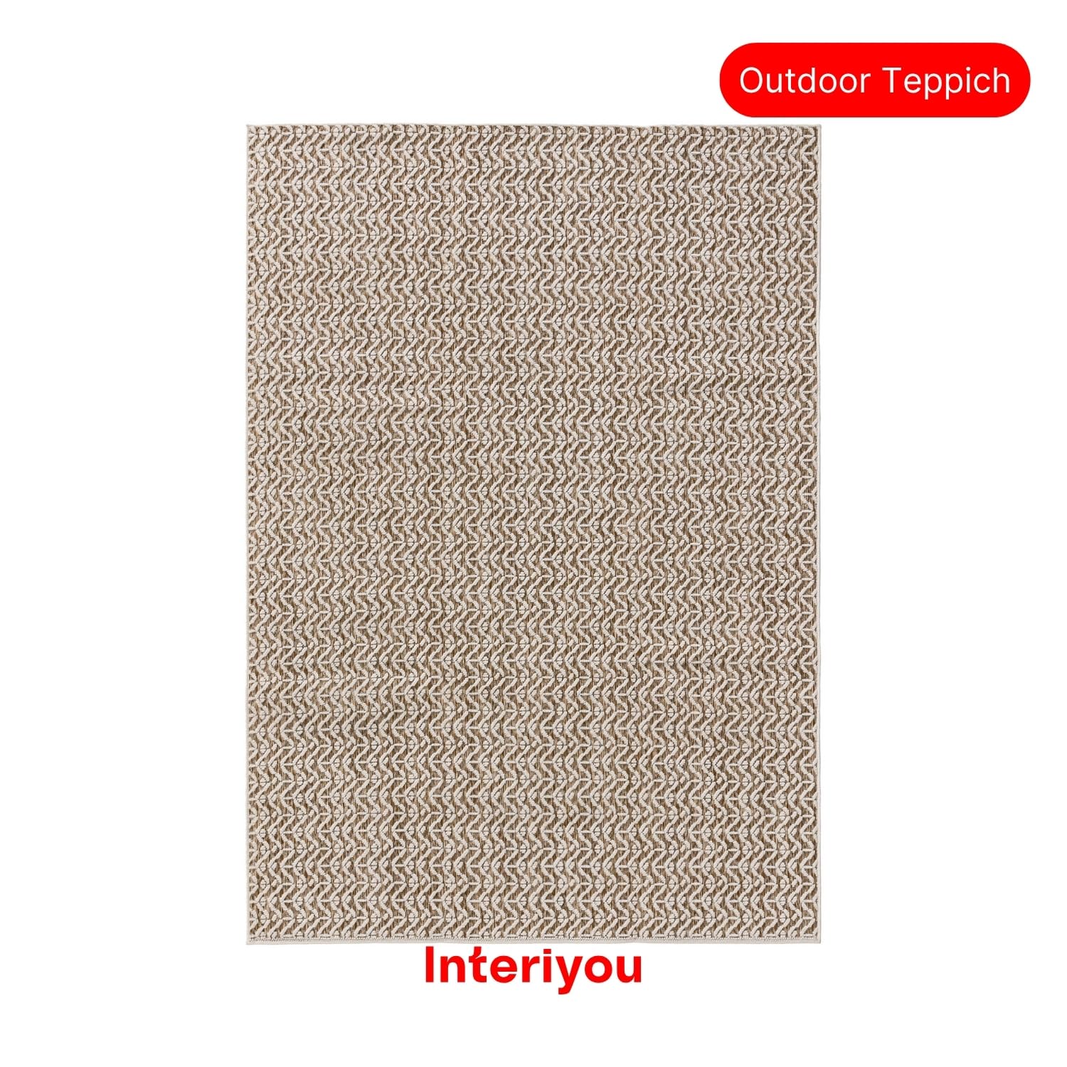 Interiyou Outdoor Teppich Wetterfest Kano - 300x400 cm Creme/Beige - Wasserfest für Balkon, Terrasse, Garten - Outdoorteppich passend auch für Wohnzimmer, Schlafzimmer und Küche - Aussenteppich