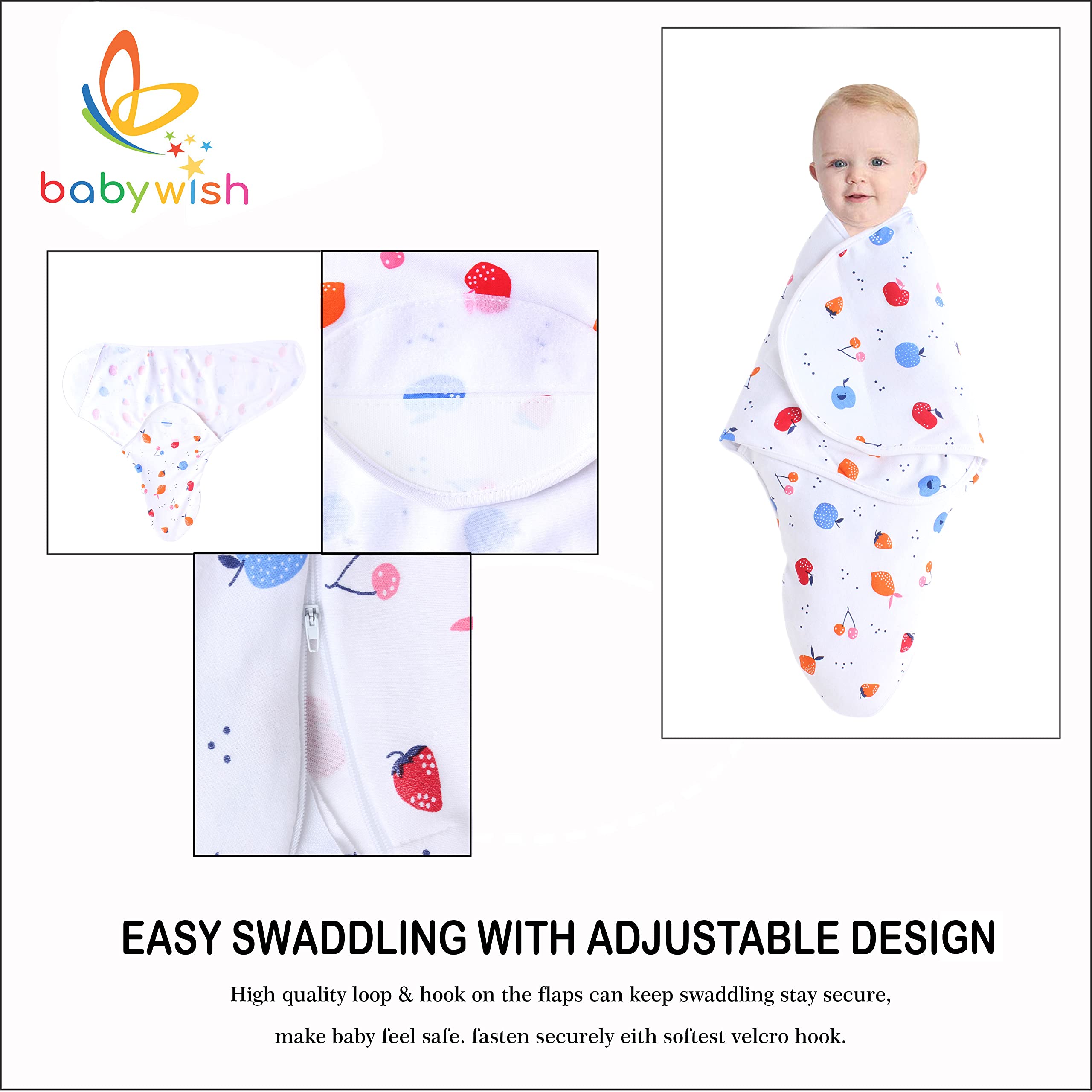 baby wish Baby Swaddle wrap for Newborn Berry Wrapper Set 1