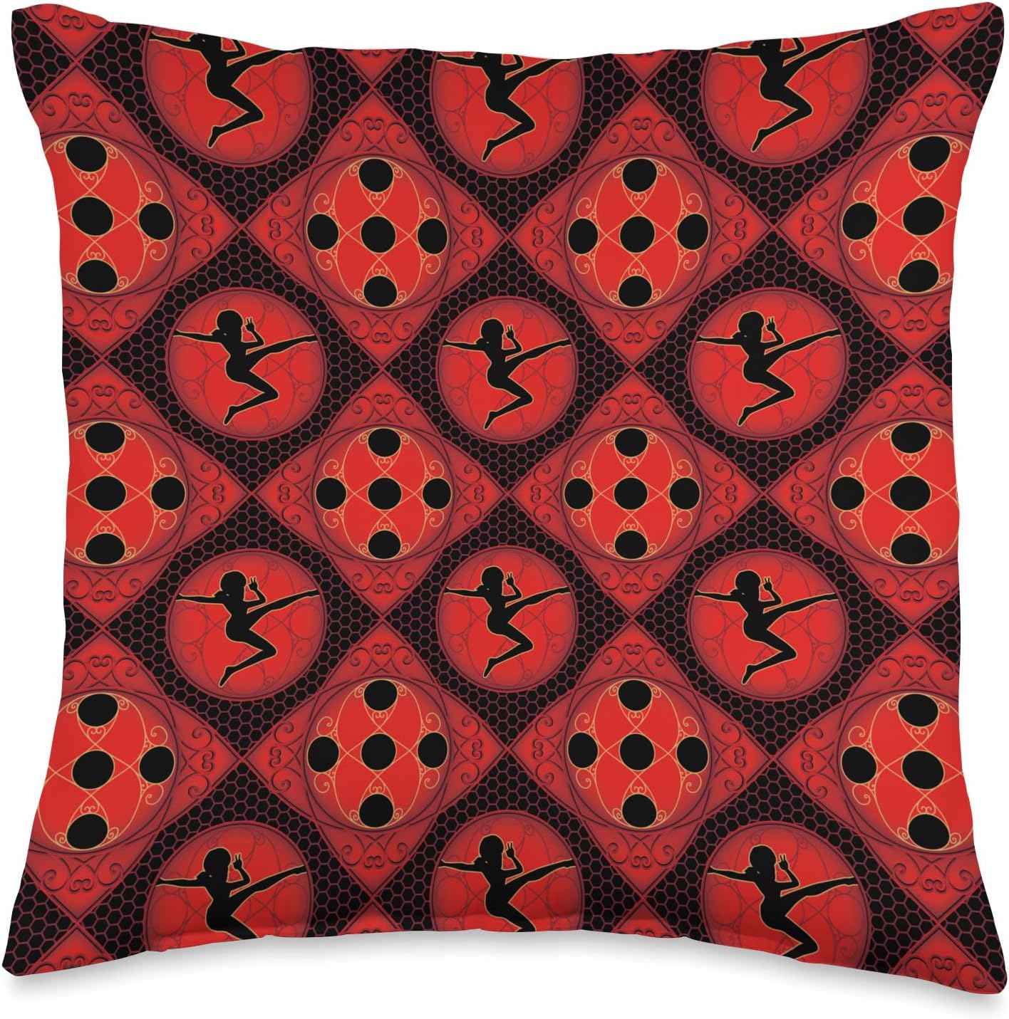 Miraculous Ladybug and Cat Noir The Movie LB Silhouette Throw Pillow, 16x16, Multicolor