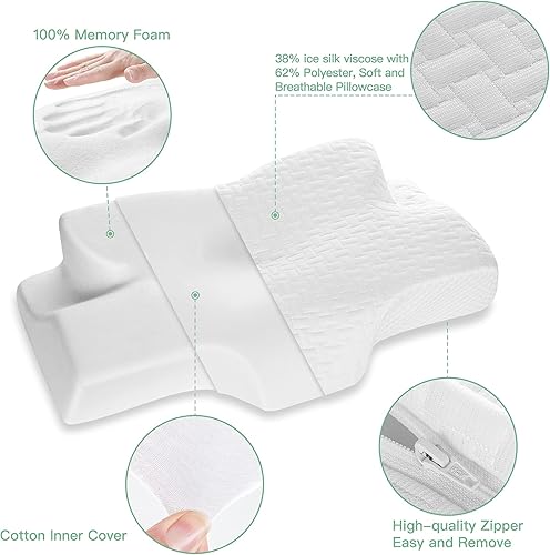 Miniatura 3 de Elviros Funda de almohada cervical de espuma viscoelástica (blanco)