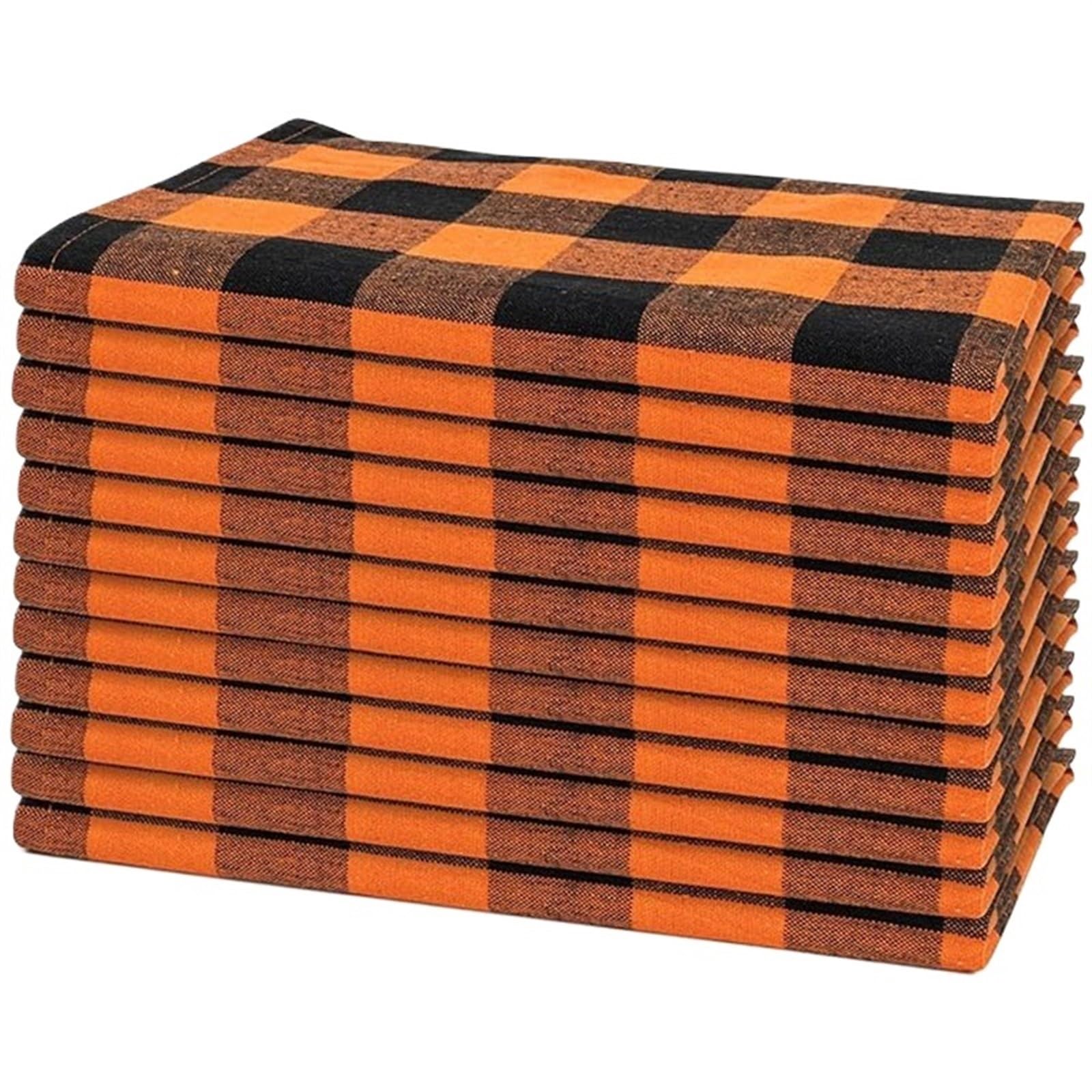 serviettes napkins Set Of 6/12/24 40x40cm Tablecloth Napkins, Polyester Thickened Pads, Reusable Kitchen, Dining, Holiday Decorations for dining wedding party everyday home(Orange Black 6pcs)