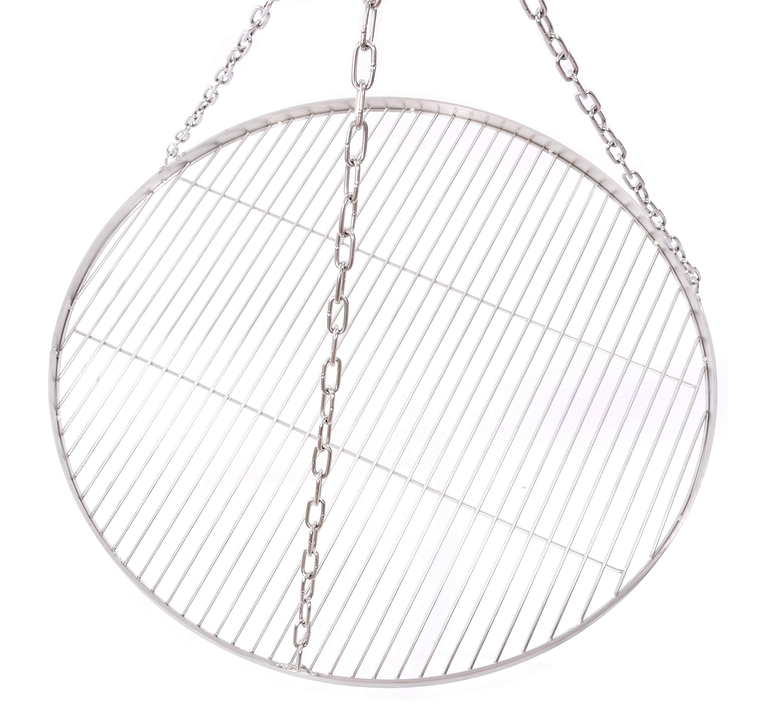 80 cm Grillrost Edelstahl für Schwenkgrill 3 Bein BBQ Grill Rost mit Kette 14 mm Stababstand