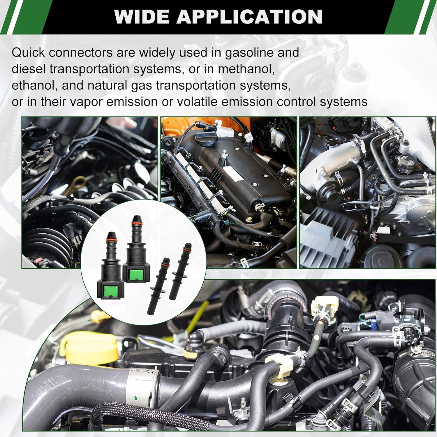 Fuel Line Quick Connect Set, 4 Sets Fuel Line Hose Quick Release Connect Fittings Include Straight Pipe Connector SAE 7.89mm to ID 6mm