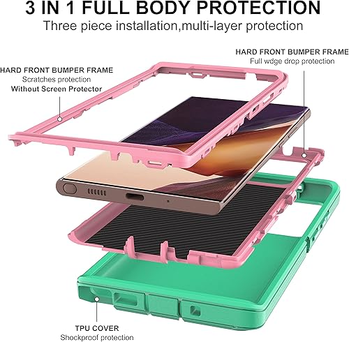 Miniatura 4 de Funda para Note 20 Ultra, Galaxy Note 20 Ultra con protector de pantalla de TPU flexible autorreparable (paquete de 2), funda de protección 3 en 1