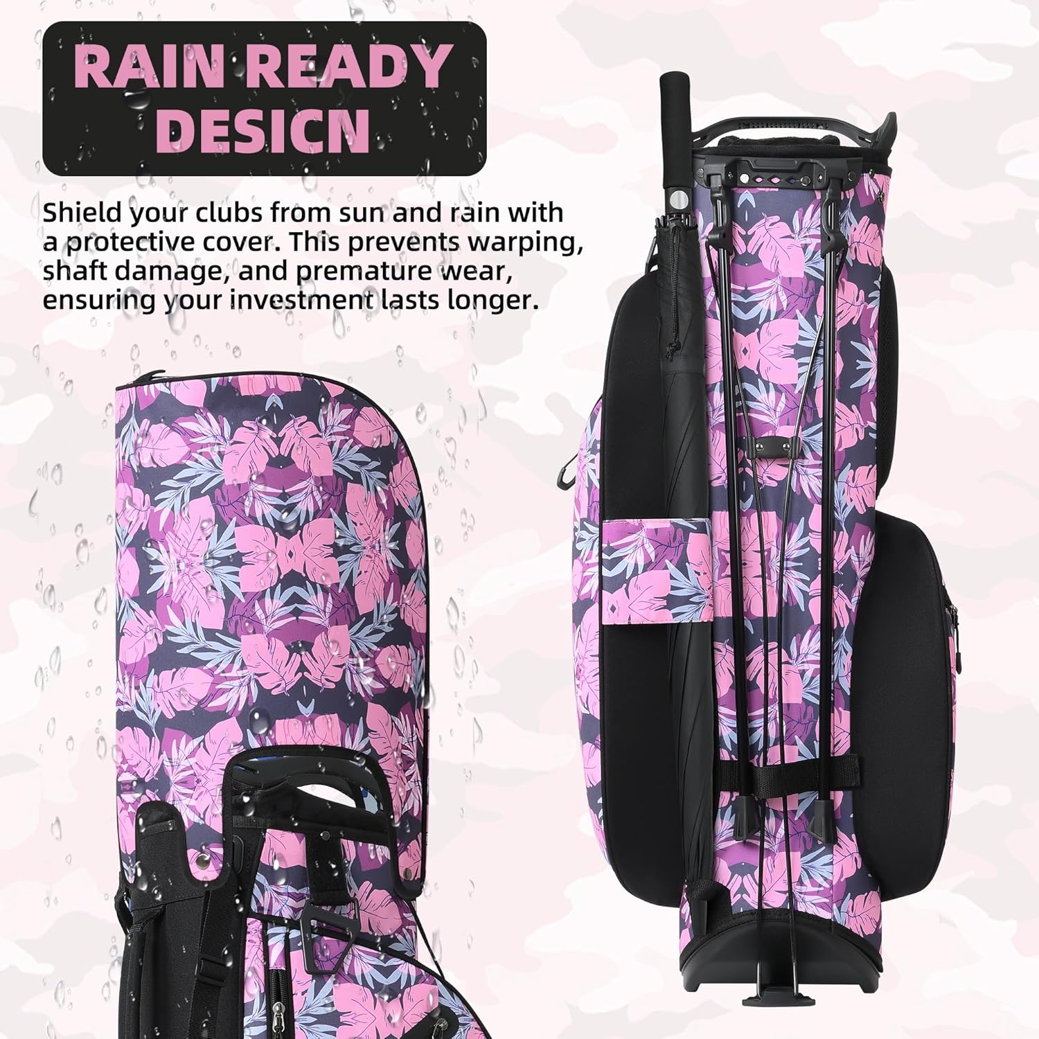 Mile High Life 14-Way Golf Stand Bag - Lightweight, Durable & Feature-Packed, with Multiple Pockets, Dual Strap and Rain Cover Hood, Premium Golf Bags for Men & Women
