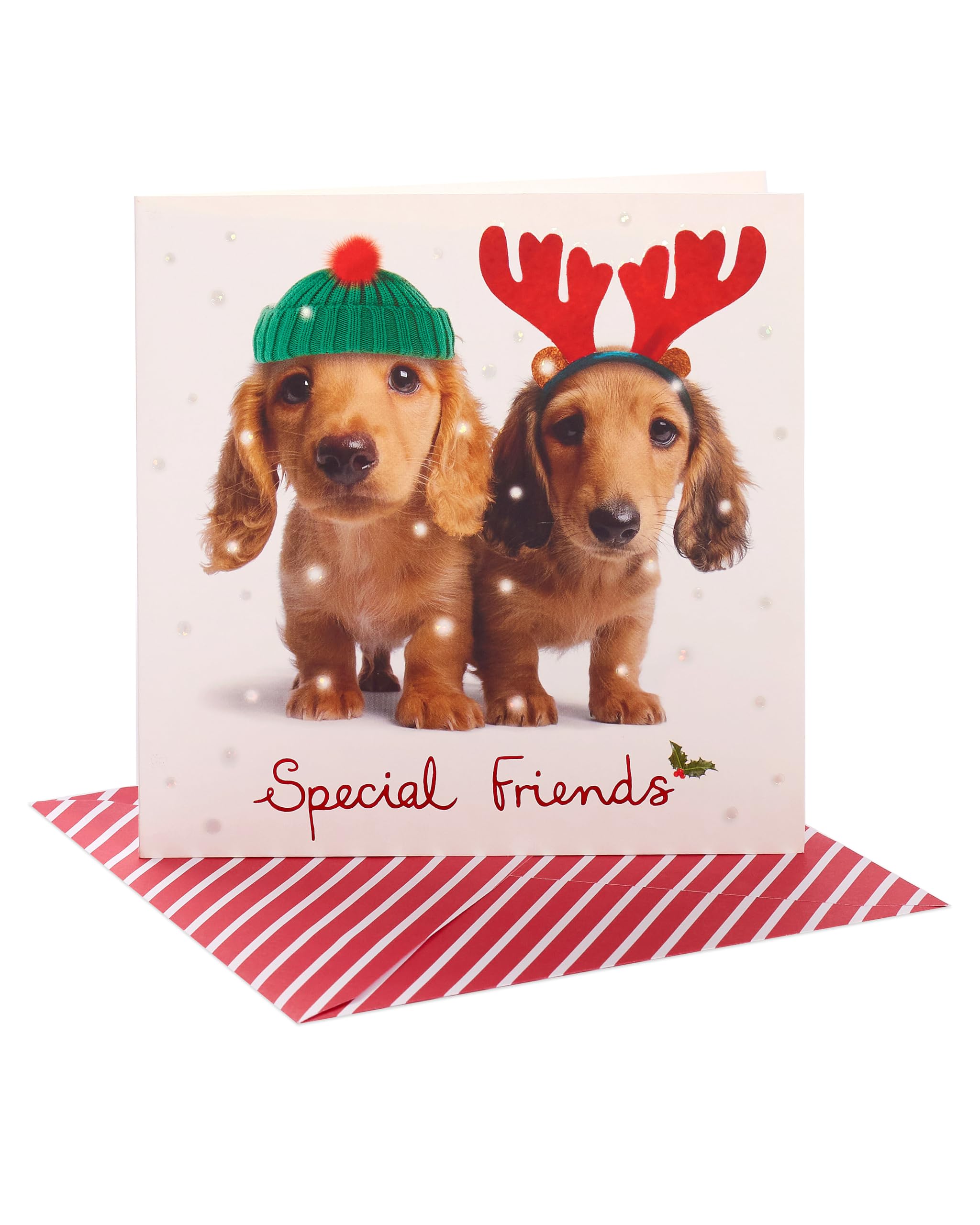 UK Greetings Christmas Card for Friends - Cute Puppy Design