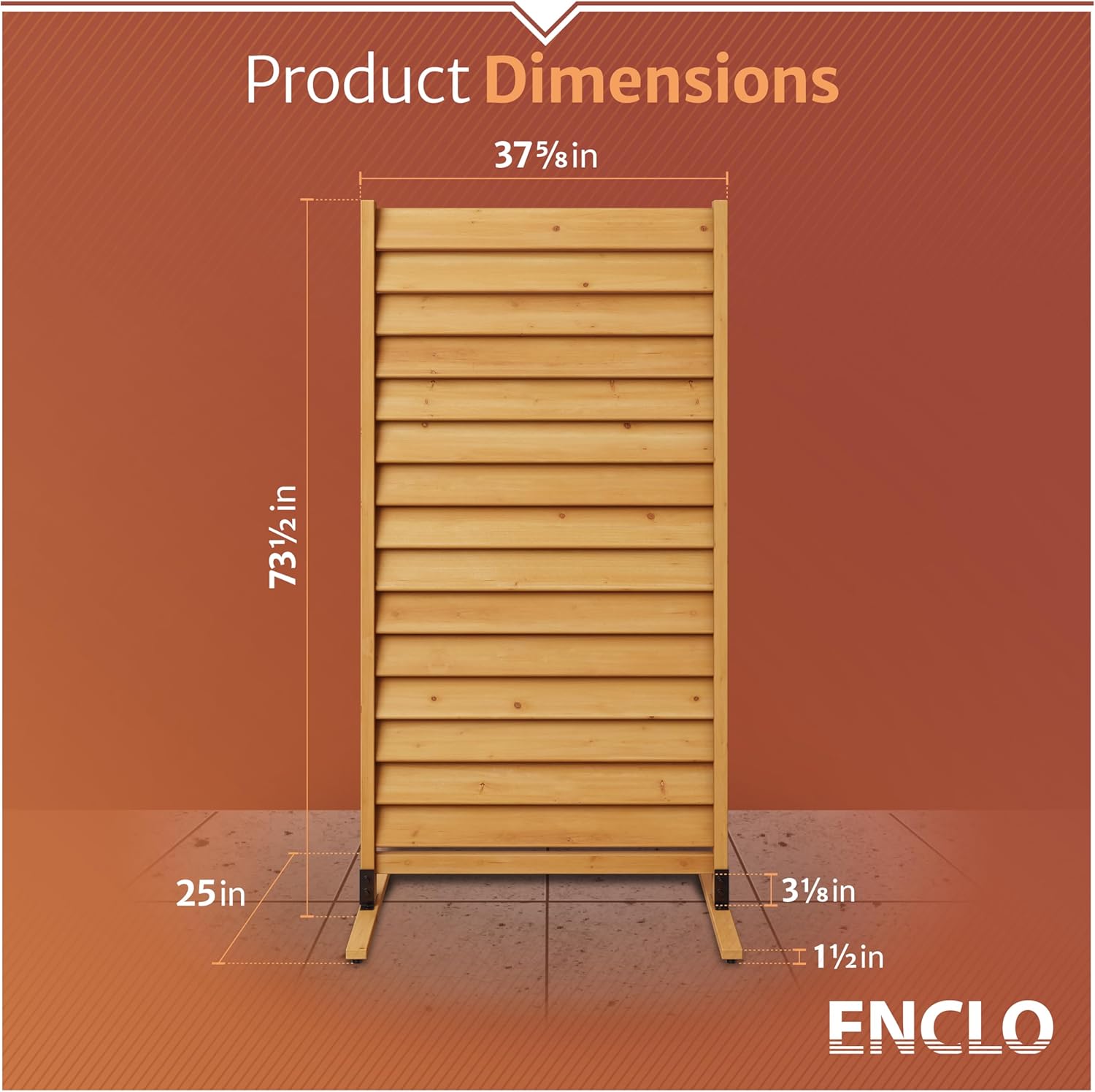 6.1ft H x 3.1ft W (1 Panel) Freestanding or Surface Mounted Enclo Sierra Privacy Screen, Wood Fence Screen, Outdoor or Indoor Decorative Privacy Panel, Great for Balcony, Patio, Deck, AZ18031