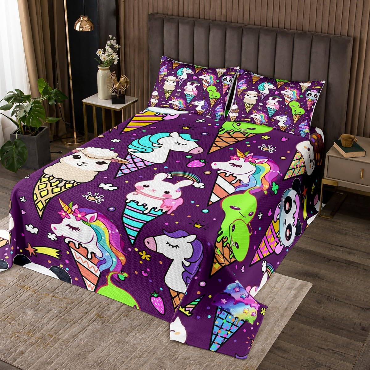 Cartoon Cute Animals Coverlet Set Chic Hot Air Balloon Quilted Coverlet Kawaii Elephant Giraffe Comforter Set Bedspreads Quilt Set for Children Kids Coverlet Set,Twin Size 2 Pcs