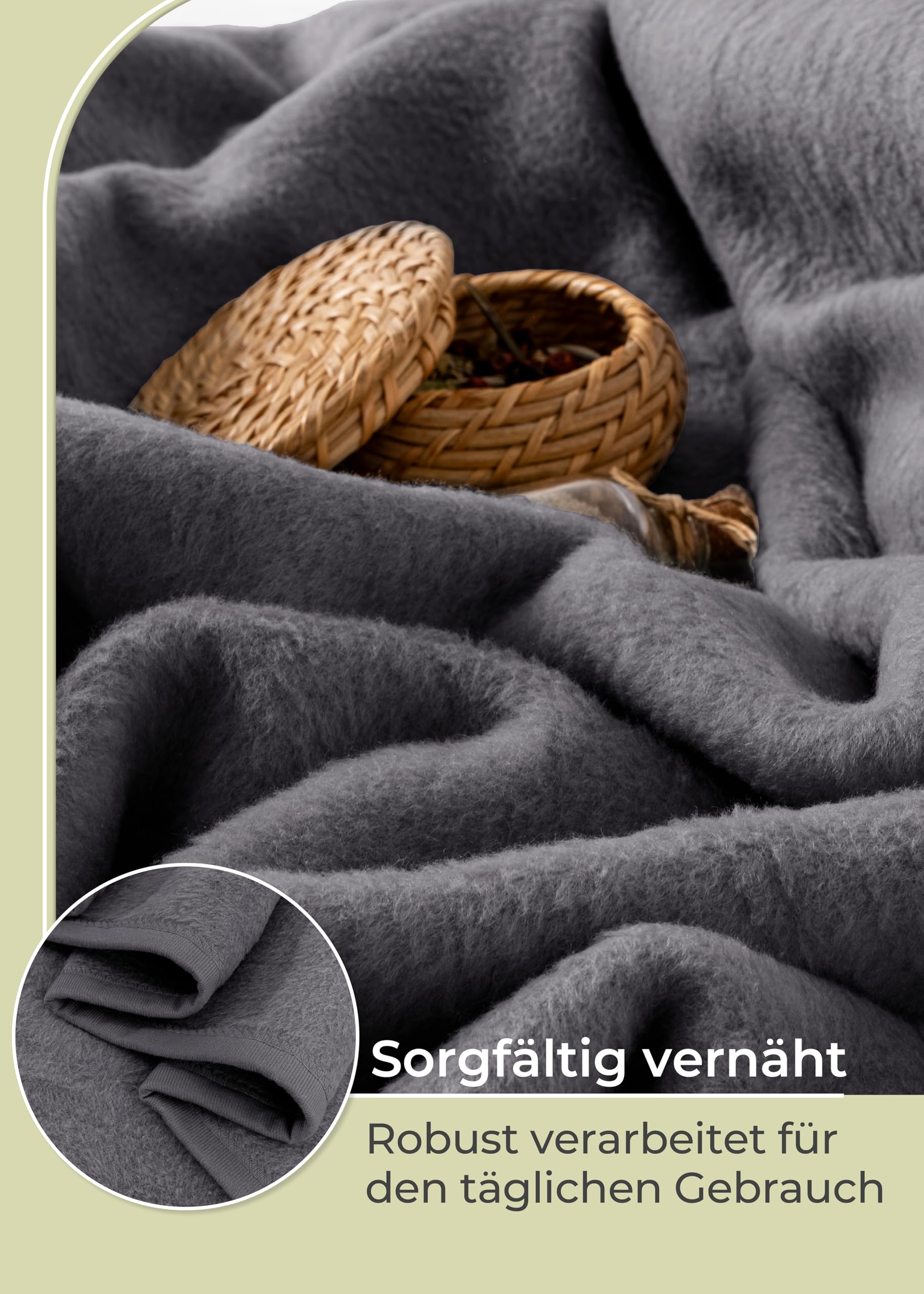 LAYNENBURG Koc bawełniany klasy premium, 150 x 200 cm, Öko-Tex 100, mieszanka bawełny, koc do przytulania, jako koc do mieszkania, na sofę, kanapę, przytulny, ciepły, z bawełny (antracytowy)