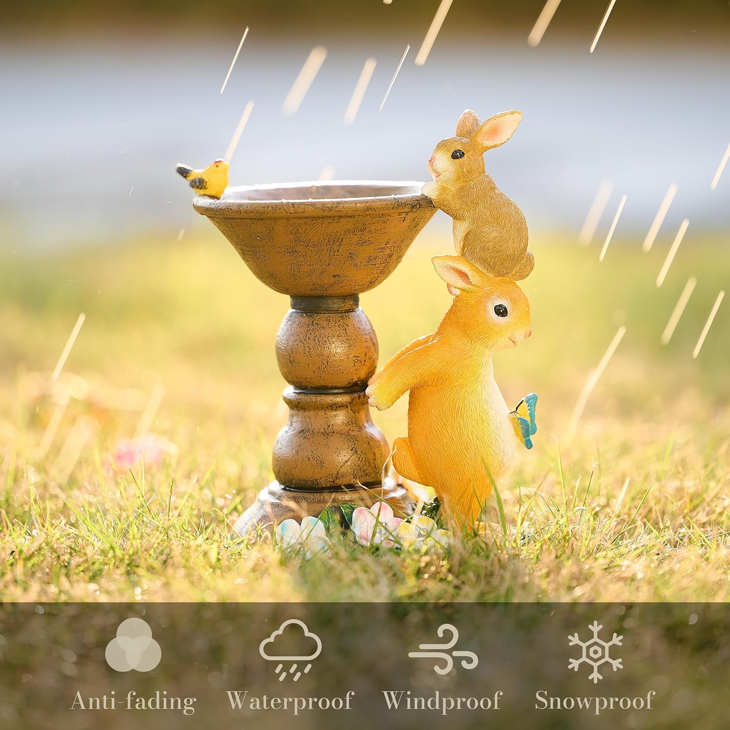 TERESA'S COLLECTIONS Garden Decor, Cute Family Bunny Figurines with Solar Lights, Waterproof Resin Garden Statue,Bunny Garden Gift, Birthday Gifts for Mom Women, Indoor/Outdoor 7.1" - Image 7