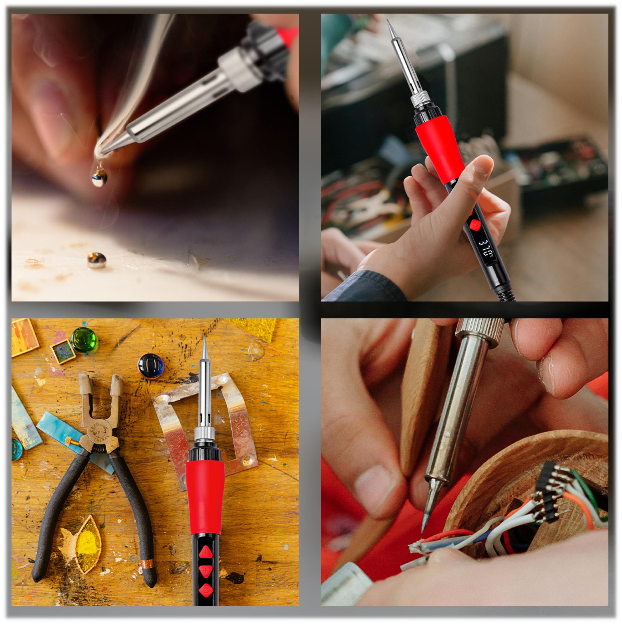 Soldering Iron Kit, 60W LED Display Digital Solder Pen, 5 Replaceable Tips, 21-in-1 Fast Heating with Solder Wire, Stand, Desoldering Pump, for Electronics Repair Hobby DIY 120V US Plug from Plusivo — Amazon image 5