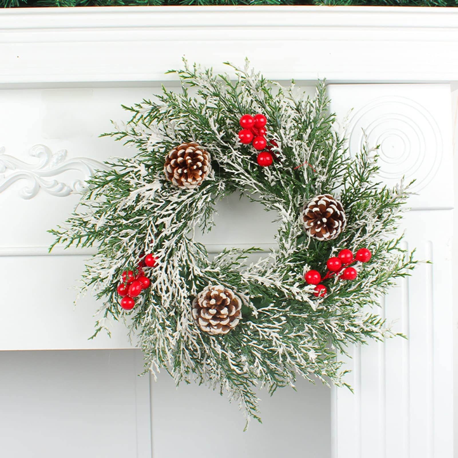 Navidad Artificial - Guirnalda para puerta de - Decoración de Navidad en | corona de abeto, decoración de pared para puerta de salón Jingan