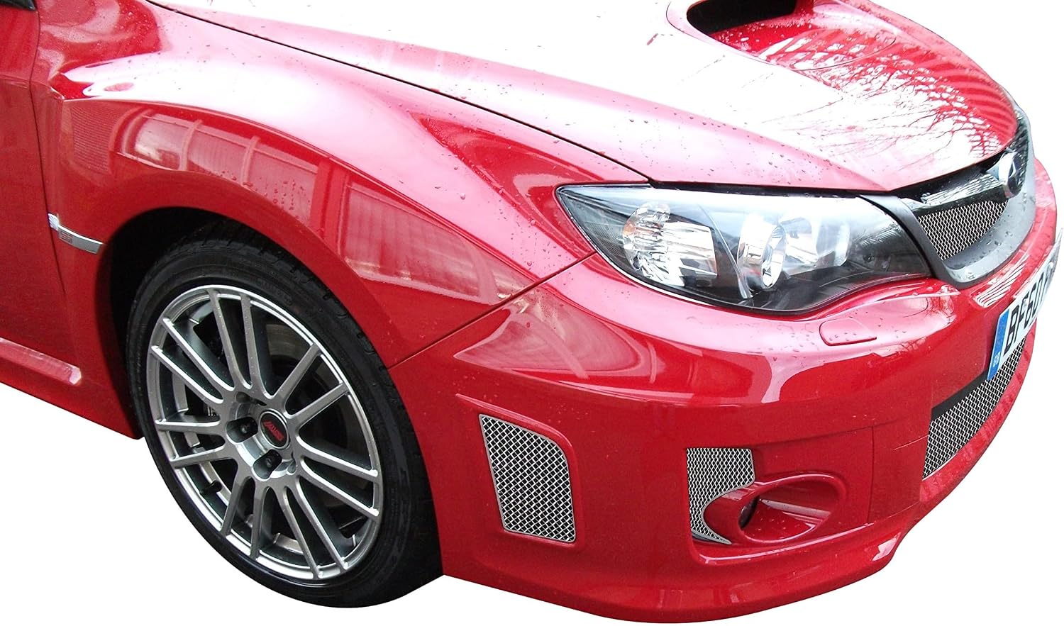 Zunsport Compatible With Subaru Impreza STi - Air Dam Grill Set - Silver finish (2011 to 2014)