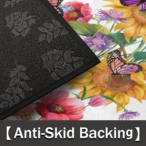 Miniatura 4 de OMFUNS Tapete semicircular de flor de amapola para interior y exterior, diseño floral de girasol, tapete de bienvenida, tapete lavable para entrada,