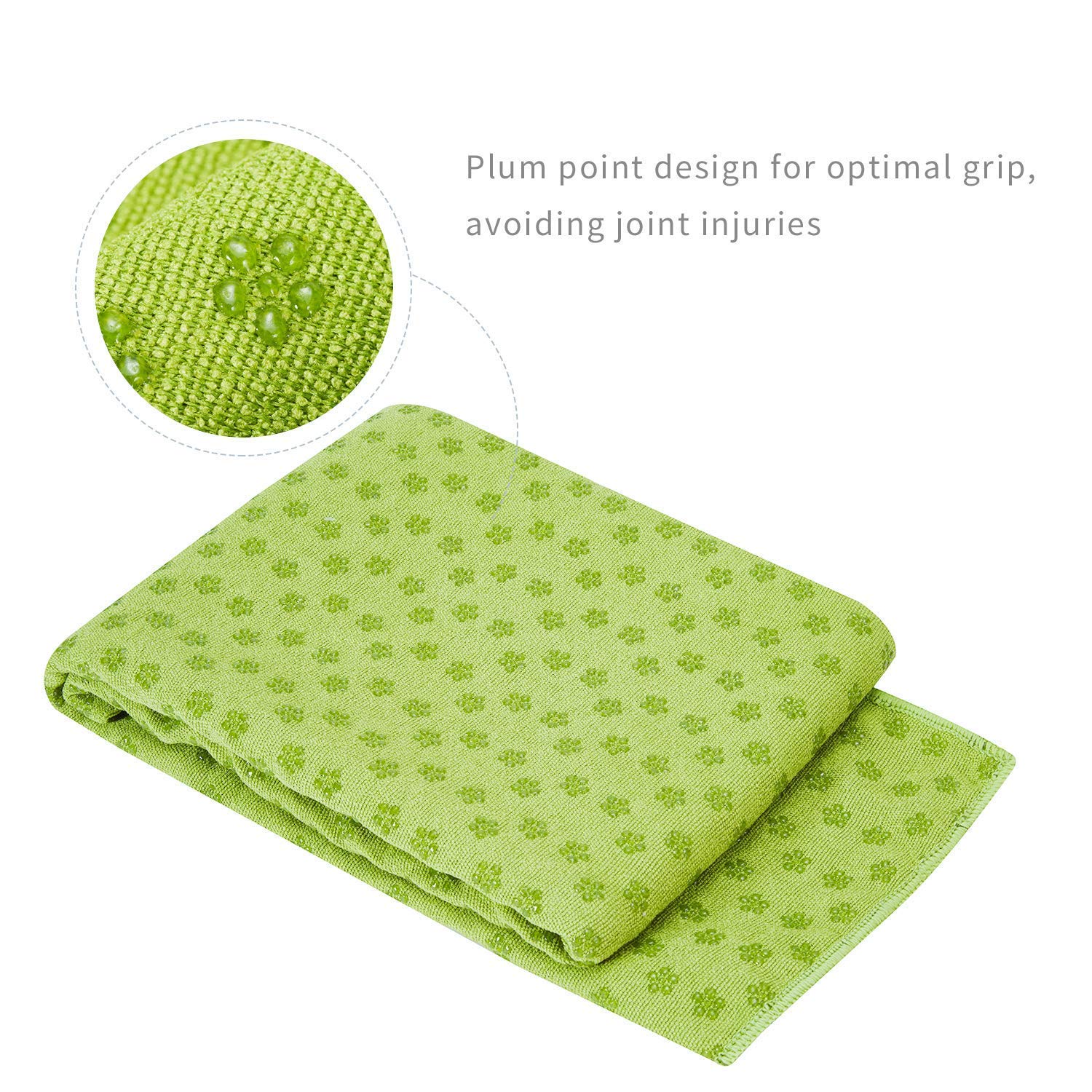 Asciugamano Yoga Mat Towel - Antiscivolo con punte in gomma 61 cm x 183 cm Ideale per yoga caldo (verde)