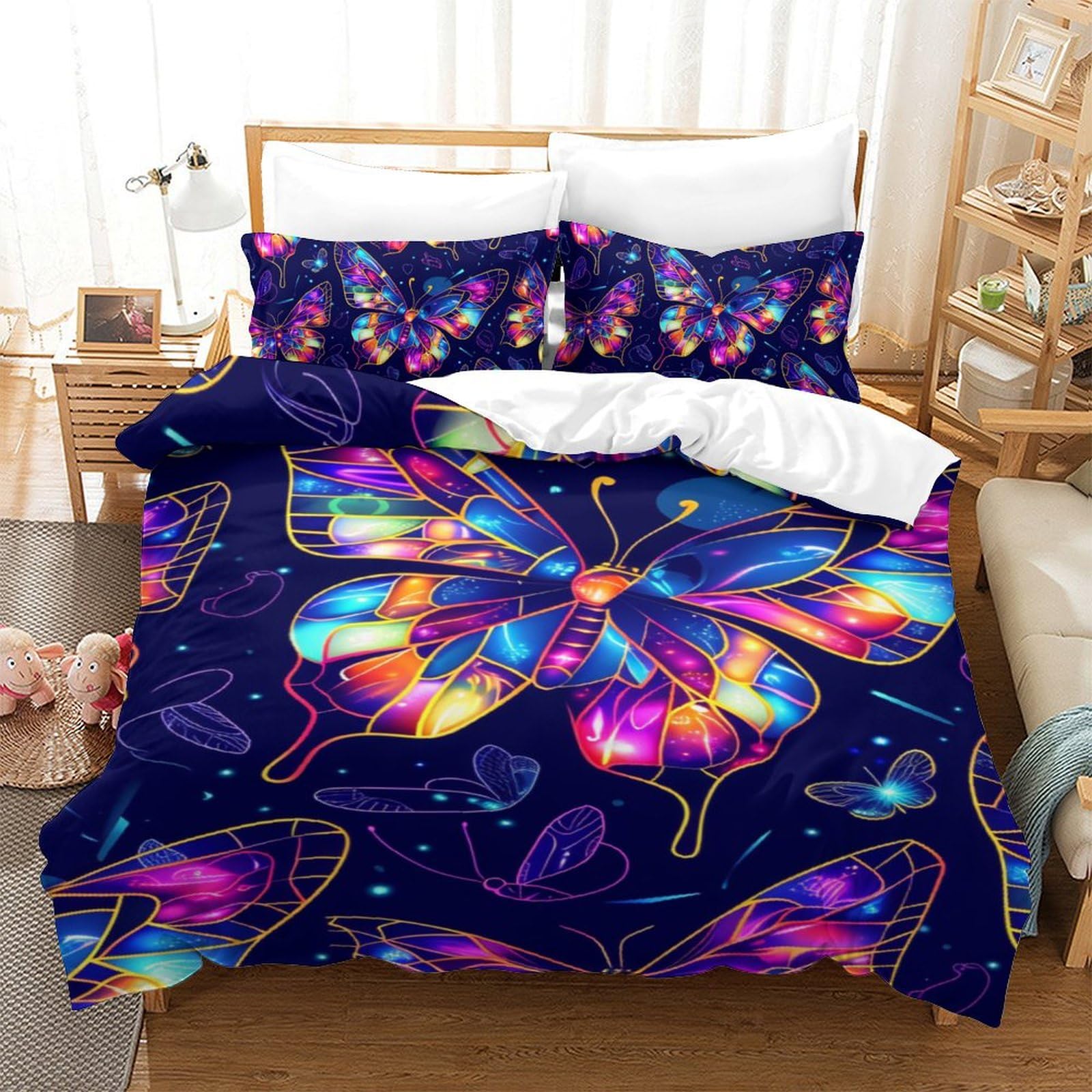 Linge de lit enfant 140x200 anti-plis avec taies d'oreiller zip