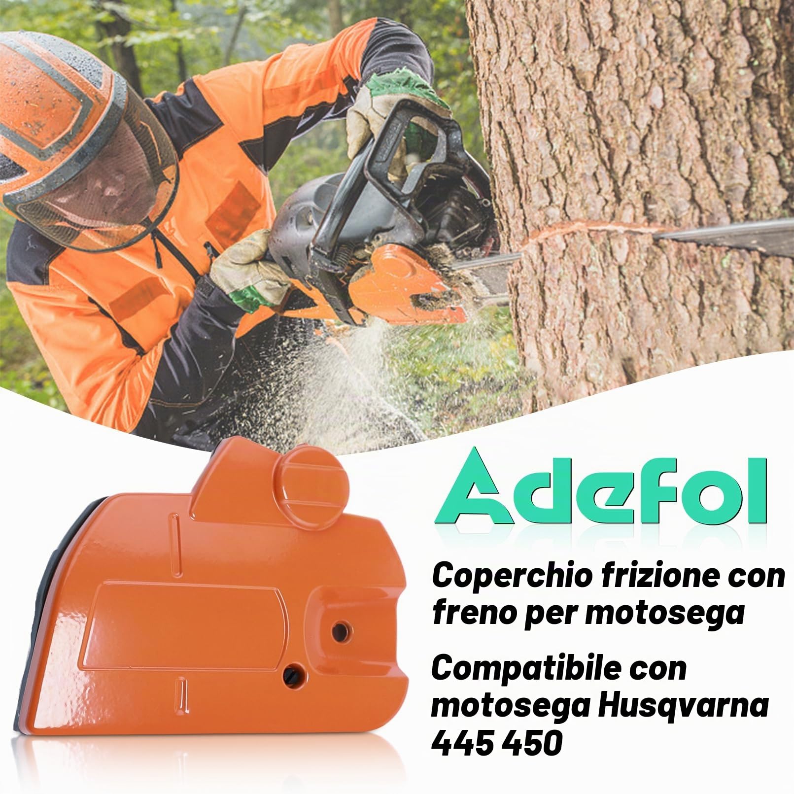 Adefol Coperchio Frizione Freno Kit per Husqvarna 445 450 con Tamburo Frizione .325" 7T Ingranaggio a Vite Senza fine Filtro dell'Aria Cuscinetto ad Aghi Guarnizione per 544097902, 578097901