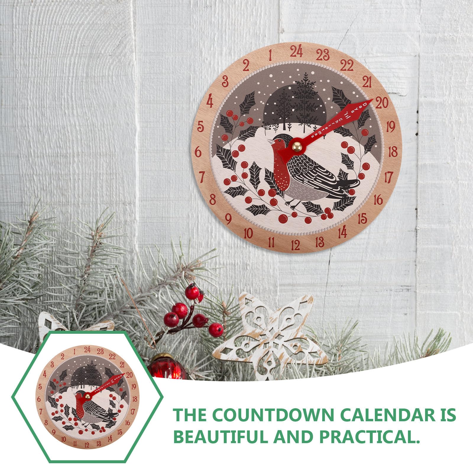 Toyvian 3 Pièces Calendrier de L'avent en Bois, Compte à Rebours | Décoration Festive pour Maison et Bureau, Design Soigné, Ambiance de Saison, Usage Solide