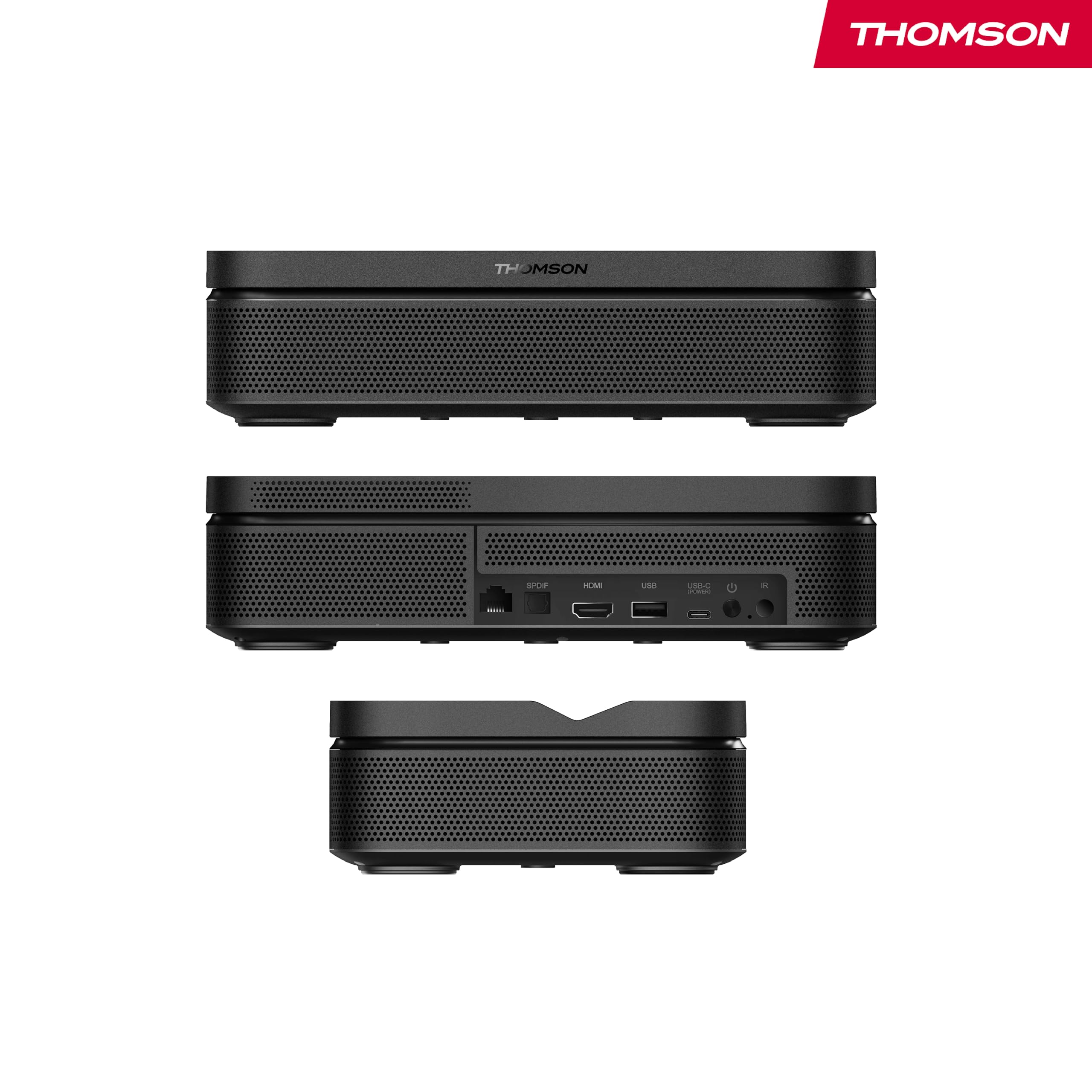 Thomson Sirius PG55B Proiettore Laser RGB Smart, Ottica Ultra-Corta, Full HD 1080p, Google TV, 600 ANSI, Auto Focus, HDR10+, Dolby Digital+, Batteria, WiFi, Bluetooth