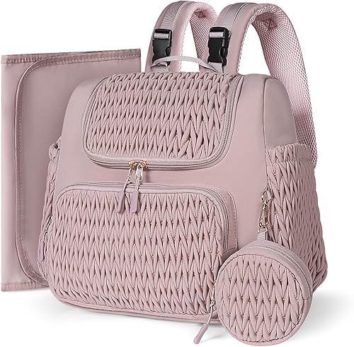 Geestock Bolsa de pañales pequeña mochila para pañales, elegantes mochilas acolchadas para bebé, mini bolsas de maternidad, con cambiador, funda