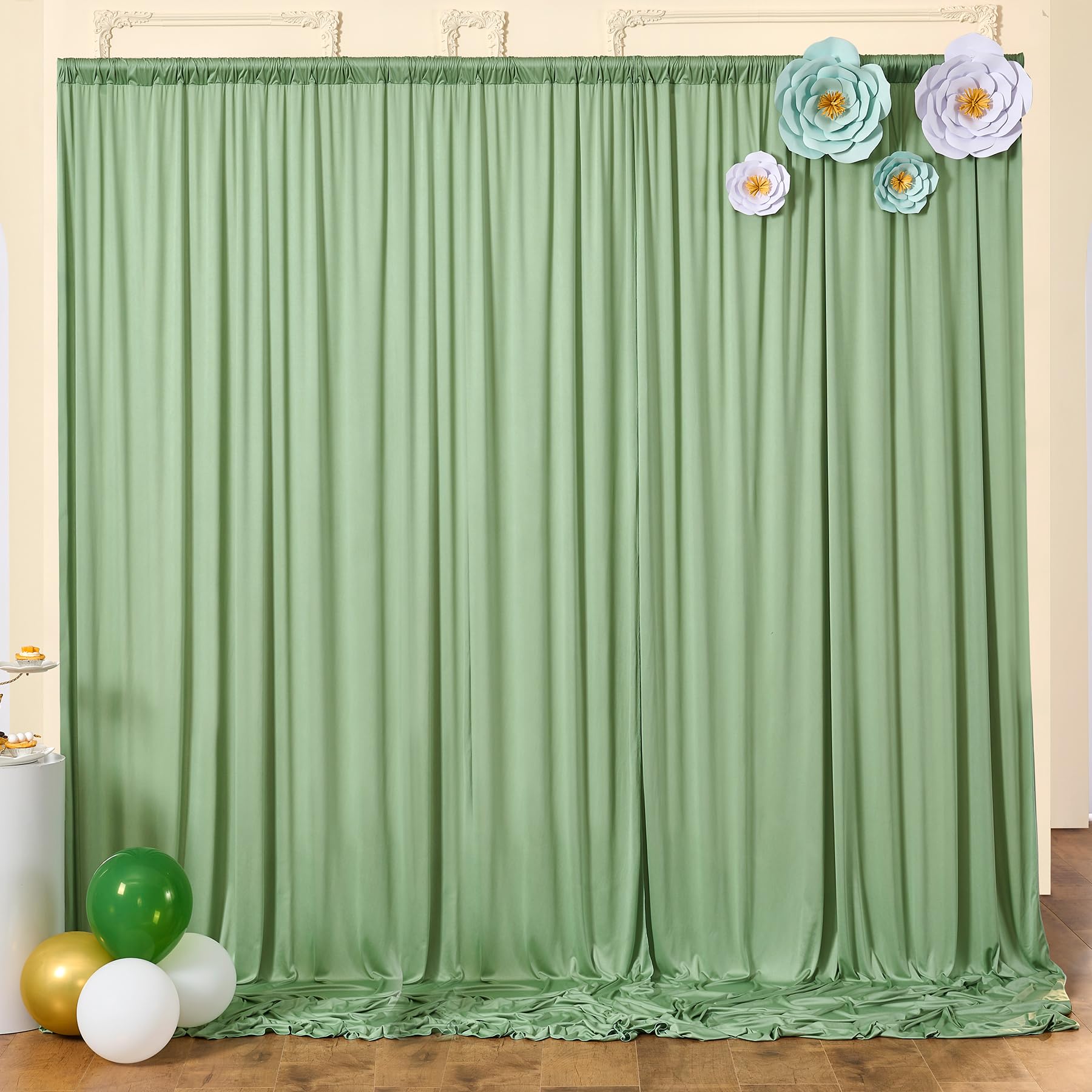 10ft x 10ft Wrinkle Free Black Backdrop Curtains for Parties, 2 Panels 5ftx10ft Polyester Photo Backdrop Drapes for Wedding Birthday Graduation Photography Background — view 119