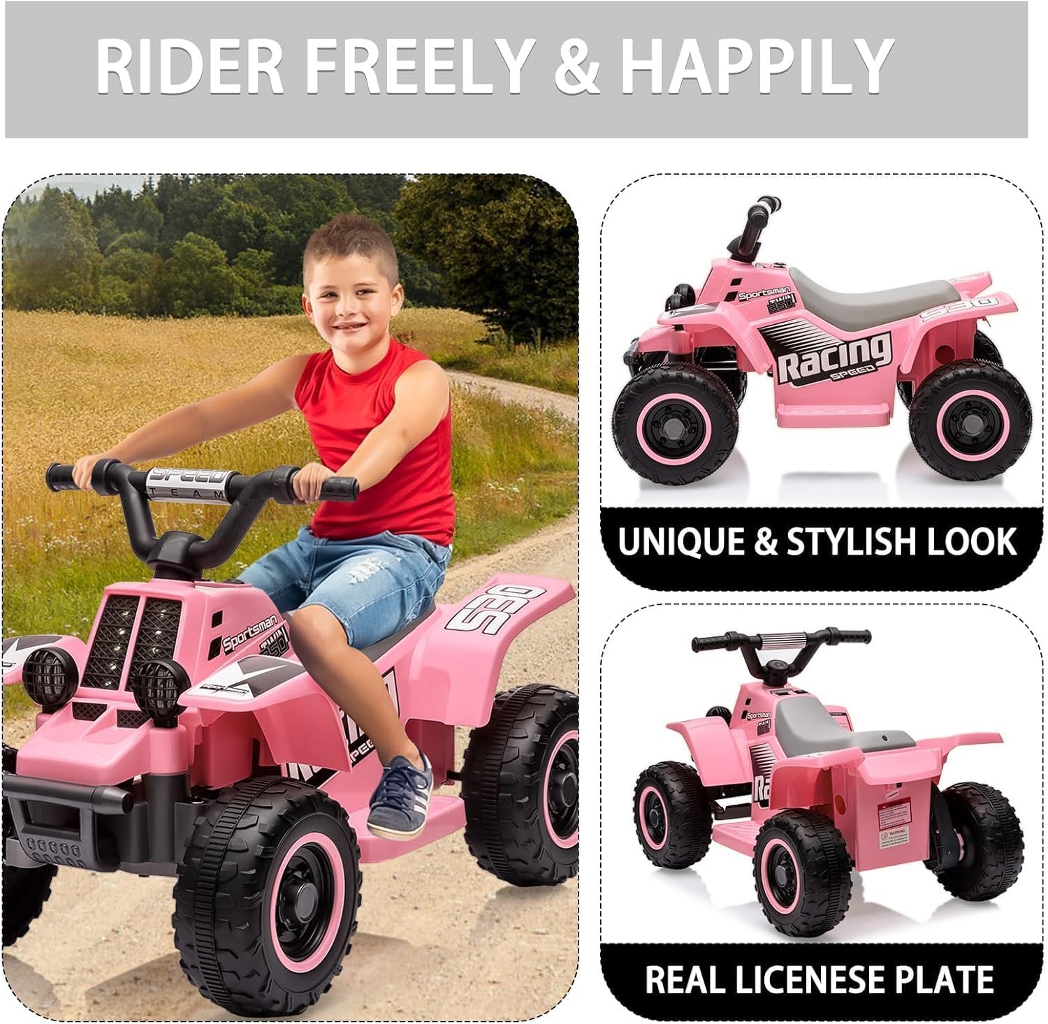 Quad Electrique Enfants 6V,Voiture Électrique Enfants avec LED, ATV