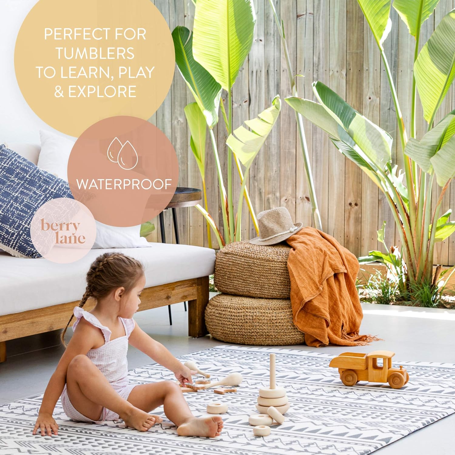 Berry Lane Baby Play Mat | Large 6.5 ft x 4.5 ft One-Piece Reversible Foam Floor Playmat | Tummy Time | Extra Soft & Thick | Non-Toxic | for Infants, Babies, Toddler, and Kids